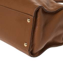 Pre Owned MICHAEL Michael Kors Brown Leather Logo Plaque Tote