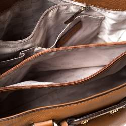 Pre Owned MICHAEL Michael Kors Brown Leather Logo Plaque Tote