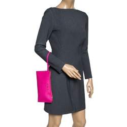 Pre Owned حقيبة صغيرة مايكل كورس حمالة معصم جت ست جلد مخرمة وردية زاهية