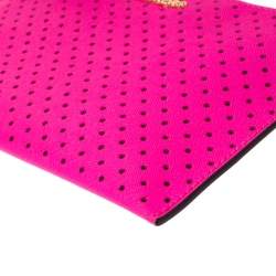 Pre Owned حقيبة صغيرة مايكل كورس حمالة معصم جت ست جلد مخرمة وردية زاهية