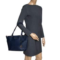 Pre Owned حقيبة يد مايكل مايكل كورس جيت سيت سحاب علوي متوسطة جلد زرقاء