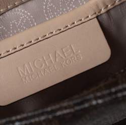 Pre Owned Michael Michael Kors Brown Coated Canvas and Leather Jet Set Travel Messenger Bag