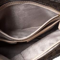 Pre Owned Michael Michael Kors Brown Coated Canvas and Leather Jet Set Travel Messenger Bag