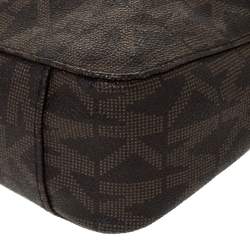 Pre Owned Michael Michael Kors Brown Coated Canvas and Leather Jet Set Travel Messenger Bag