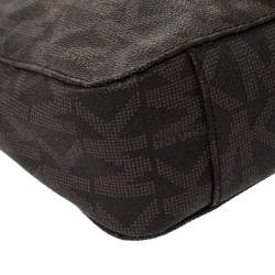 Pre Owned Michael Michael Kors Brown Coated Canvas and Leather Jet Set Travel Messenger Bag