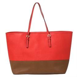 Pre Owned حقيبة يد مايكل مايكل كورس جت ست جلد بنية/ برتقالية