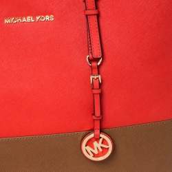 Pre Owned حقيبة يد مايكل مايكل كورس جت ست جلد بنية/ برتقالية