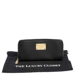 Pre Owned محفظة مايكل كورس "جيت سيت" بسحاب ملتف جلد أسود