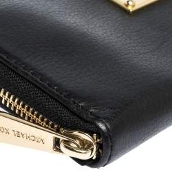 Pre Owned محفظة مايكل كورس "جيت سيت" بسحاب ملتف جلد أسود