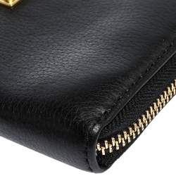 Pre Owned محفظة مايكل كورس "جيت سيت" بسحاب ملتف جلد أسود