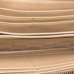 Pre Owned محفظة مايكل كورس بسحاب ملتف كانفاس مقوى مطبوع نقشة شعار الماركة بني