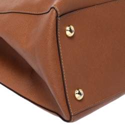 Pre Owned MICHAEL Michael Kors Tan Leather Jet Set Travel Tote