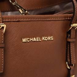 Pre Owned MICHAEL Michael Kors Tan Leather Jet Set Travel Tote