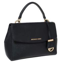 Pre Owned Michael Kors Black Leather Small Ava Top Handle Bag