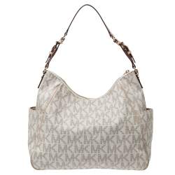 مملوكة مسبقًا حقيبة كتف مايكل مايكل كورس جت ست جلد وكانفاس مقوى شهيرة بيج/ بيج فاتحة