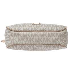 مملوكة مسبقًا حقيبة كتف مايكل مايكل كورس جت ست جلد وكانفاس مقوى شهيرة بيج/ بيج فاتحة