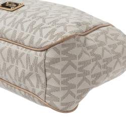 مملوكة مسبقًا حقيبة كتف مايكل مايكل كورس جت ست جلد وكانفاس مقوى شهيرة بيج/ بيج فاتحة