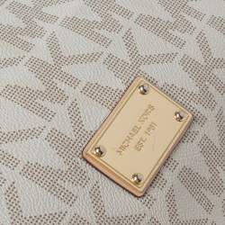 مملوكة مسبقًا حقيبة كتف مايكل مايكل كورس جت ست جلد وكانفاس مقوى شهيرة بيج/ بيج فاتحة