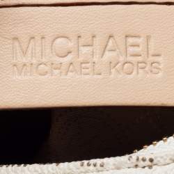 مملوكة مسبقًا حقيبة كتف مايكل مايكل كورس جت ست جلد وكانفاس مقوى شهيرة بيج/ بيج فاتحة