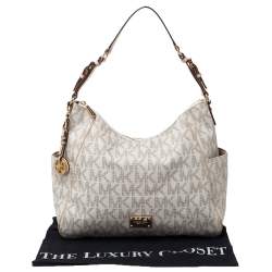 مملوكة مسبقًا حقيبة كتف مايكل مايكل كورس جت ست جلد وكانفاس مقوى شهيرة بيج/ بيج فاتحة