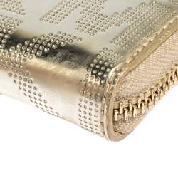 مملوكة مسبقًا Michael Kors Metallic Gold Mirror Signature PVC Zip Around Wallet