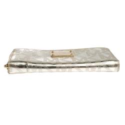 مملوكة مسبقًا Michael Kors Metallic Gold Mirror Signature PVC Zip Around Wallet