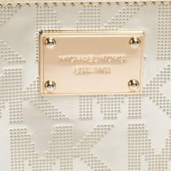 مملوكة مسبقًا Michael Kors Metallic Gold Mirror Signature PVC Zip Around Wallet