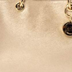 Pre Owned MICHAEL Michael Kors Metallic Gold Leather Medium Cynthia Tote