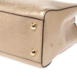 Pre Owned MICHAEL Michael Kors Metallic Gold Leather Medium Cynthia Tote