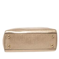 Pre Owned MICHAEL Michael Kors Metallic Gold Leather Medium Cynthia Tote