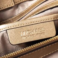 Pre Owned MICHAEL Michael Kors Metallic Gold Leather Medium Cynthia Tote