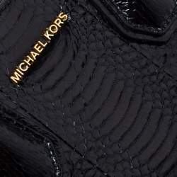 Pre Owned Michael Kors Black Snakeskin Small Mercer Tote
