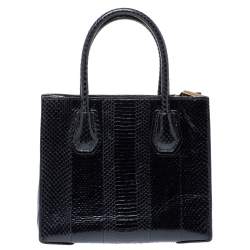 Pre Owned Michael Kors Black Snakeskin Small Mercer Tote