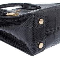 Pre Owned Michael Kors Black Snakeskin Small Mercer Tote