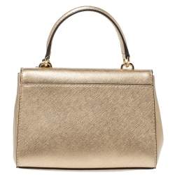 Pre Owned Michael Kors Metallic Gold Leather Mini Ava Top Handle Bag