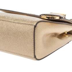 Pre Owned Michael Kors Metallic Gold Leather Mini Ava Top Handle Bag