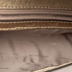 Pre Owned Michael Kors Metallic Gold Leather Mini Ava Top Handle Bag