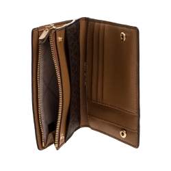 مملوكة مسبقًا Michael Kors Brown Signature Coated Canvas Zip Around Wallet