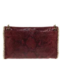Pre Owned Michael Kors Red Snakeskin Effect Leather Chain Shoulder Bag