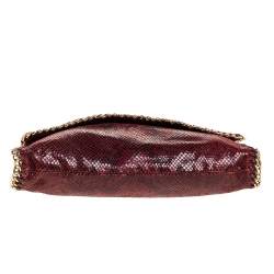 Pre Owned Michael Kors Red Snakeskin Effect Leather Chain Shoulder Bag