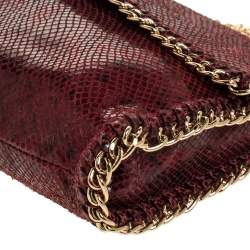 Pre Owned Michael Kors Red Snakeskin Effect Leather Chain Shoulder Bag