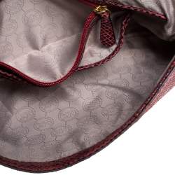 Pre Owned Michael Kors Red Snakeskin Effect Leather Chain Shoulder Bag