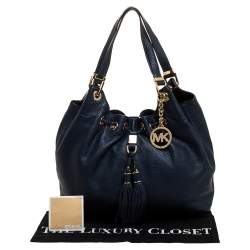 Pre Owned حقيبة كتف مايكل كورس كامبو جلد أزرق كبيرة برباط