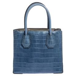 Pre Owned حقيبة مايكل كورس ميني ميرسر جلد نقشة تمساح زرقاء