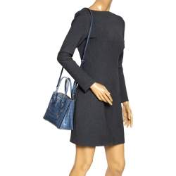 Pre Owned حقيبة مايكل كورس ميني ميرسر جلد نقشة تمساح زرقاء