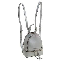 Pre Owned Michael Kors Silver Leather Mini Rhea Backpack