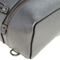 Pre Owned Michael Kors Silver Leather Mini Rhea Backpack