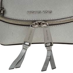 Pre Owned Michael Kors Silver Leather Mini Rhea Backpack