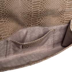 Pre Owned Michael Michael Kors Light Olive Python Effect Leather Sutton Clutch