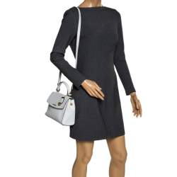 Pre Owned Michael Kors White Leather Small Ava Top Handle Bags
